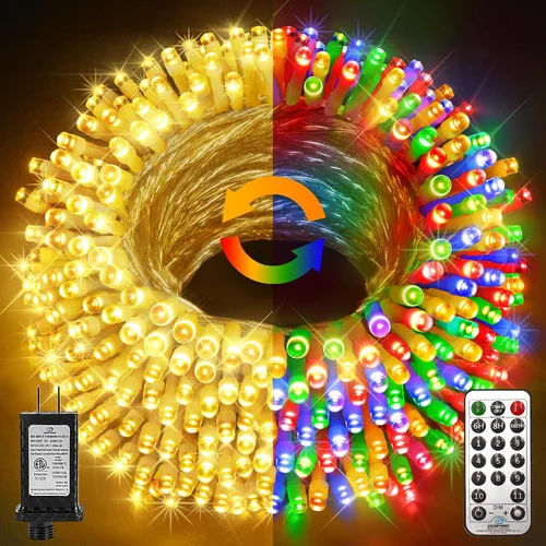 Miniatura 10 de KNONEW 720 luces LED de Navidad de 337 pies para exteriores, luces de cadena de alambre transparente que cambian de color con 11 modos