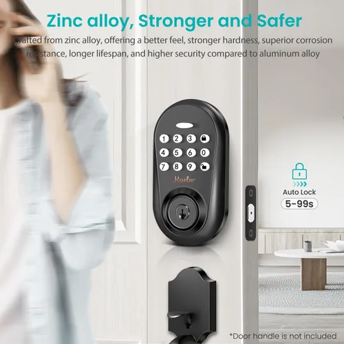Miniatura 3 de Cerradura de puerta de entrada sin llave, cerradura inteligente con teclado para puerta delantera, código de teclado electrónico con bloqueo