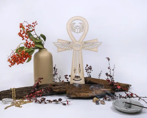 Miniatura 4 de Fourth Level MFG Ankh de 12", Arte de Pared de Madera de Geometría Sagrada, Decoración Colgante para el Hogar del Antiguo Egipto, Símbolo Eterno