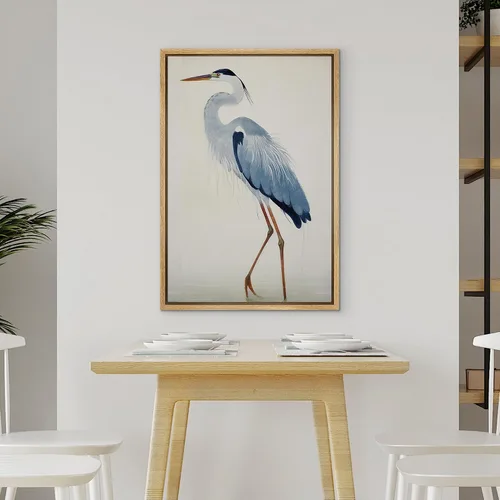 Miniatura 2 de wall26 Lienzo enmarcado para pared, acuarela, azul pastel, garza, galápagos, aves, animales, ilustraciones de naturaleza salvaje, arte moderno