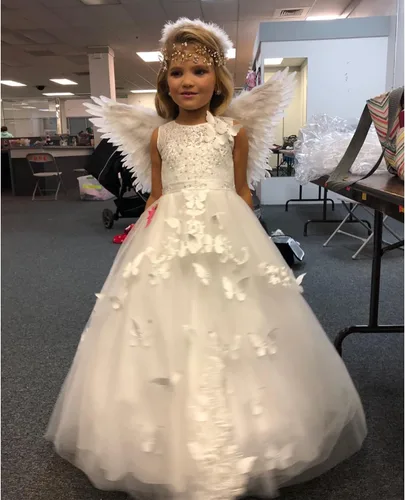 Miniatura 3 de Vestido de niña de flores, para niñas con cuentas y encaje, traje para certámenes.