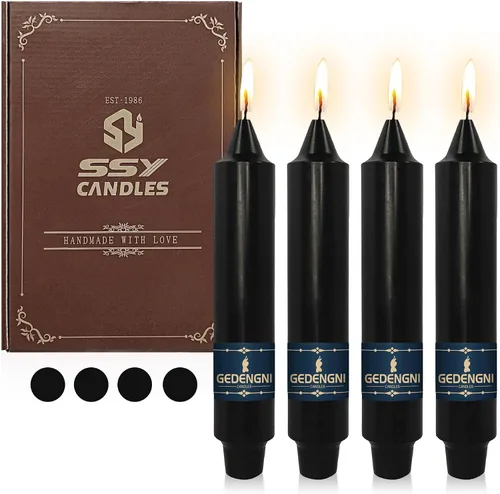 Miniatura 33 de Candelabros de Velas Cónicas Negras, Velas Cónicas Cortas de 5 pulgadas, Candelabros de Velas de Halloween Sin Goteo para Decoración de Navidad