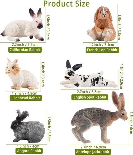 Miniatura 5 de Toymany 12 figuras de conejo de Pascua para niños, figuras de conejo, juguete de animales de granja para decoración de pasteles, recuerdos de fiesta