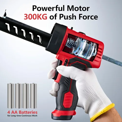 Miniatura 2 de Pistola de calafateo MARSOSAUR, pistola eléctrica antigoteo con empuje de 300 KG, pistola de silicona inalámbrica con tecnología de flujo constante