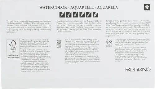 Miniatura 2 de Fabriano 1264 Bloc de acuarela, 4 "x 8", encuadernado con pegamento