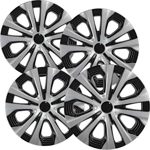 OxGord Tapacubos de 15 pulgadas, color plateado y carbón, compatibles con Toyota Prius Year y Sub modelos 16-18, cuatro y dos, cubiertas de ruedas