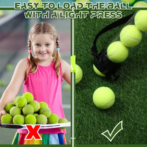 Miniatura 5 de Lenwen 2 piezas de tubo de recogida de pelota de tenis con correa para el hombro, soporte ligero para colector, 15 pelotas de tenis, agarrador
