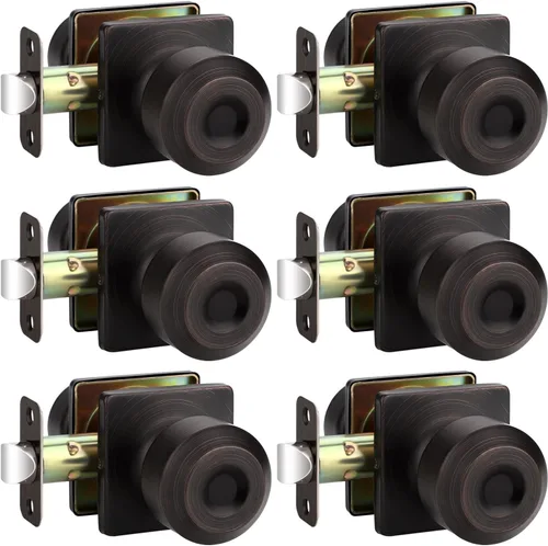 Miniatura 16 de EHOMEWARE Paquete de 2 pomos de puerta interiores, manija de puerta negra con cerradura, pomo de puerta de dormitorio/baño sin llave, pomo redondo