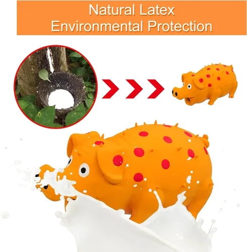 Miniatura 7 de Andiker Juguete Chirriante para Perros, Juguetes de Látex con Puntos para Masticar Perros con Sonido de Gruñidos Oinks, Juguete de Cerdo Gruñón