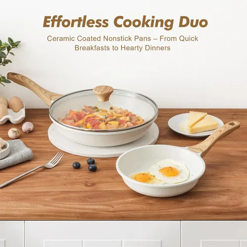 Miniatura 5 de SENSARTE Sartén antiadherente con revestimiento cerámico blanco, sartenes para tortilla, utensilios de cocina saludables, sartén de chef, libre