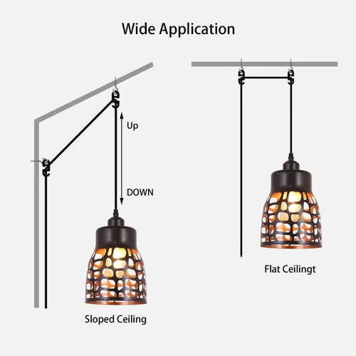 Miniatura 6 de baunoisk Lámpara colgante industrial vintage lámpara colgante retro casa de campo lámpara colgante de techo negro metal creativo geométrico diamante