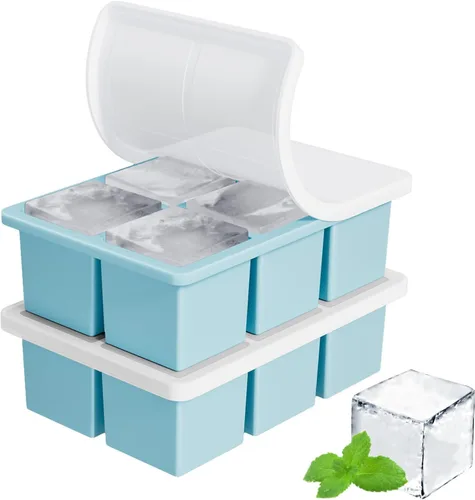 Miniatura 14 de Bandeja grande para cubitos de hielo para whisky: FDDBI Molde grande cuadrado para cubitos de hielo para cóctel - Paquete de 3 bandejas de silicona