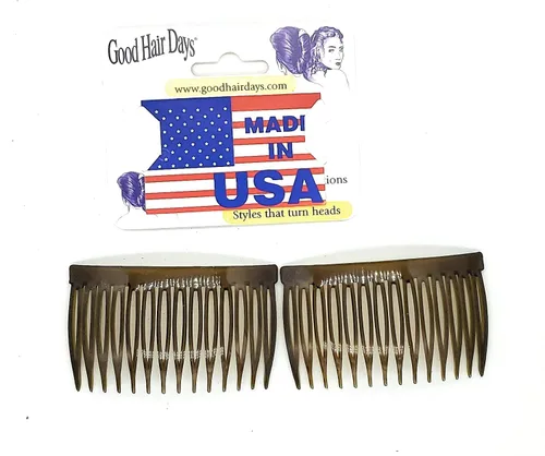 Miniatura 6 de Good Hair Days Peines laterales de Estados Unidos, diseño curvado negro de 14 dientes, buen agarre de 3 x 1.7 pulgadas, decorativas, pinzas de pelo