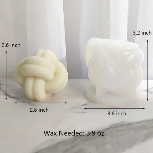 Miniatura 2 de Molde de vela de nudo torcido de bola redonda, moldes de silicona de hilo curvado para resina de cera, velas geométricas hechas a mano