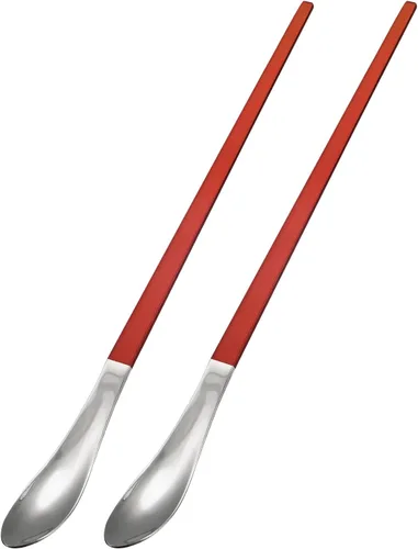 Miniatura 11 de uxcell Juego de 2 cucharas de mango largo, cucharas de acero inoxidable de 10 pulgadas, cucharas de café para mezclar, bebidas, café (azul dorado)