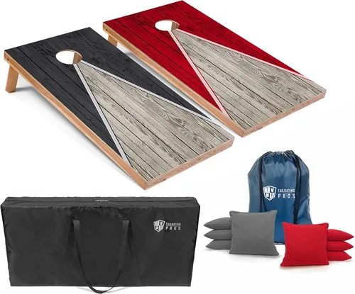 Miniatura 38 de Tailgating Pros Juego de tablero de Cornhole ligero con diseño piramidal con bolsas de frijoles y estuche de transporte, juego de cornhole