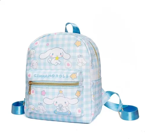 Roffatide Anime Cinnamoroll Mochila Mini Cute Cartoon Daily Travel Bag All Over Impreso a cuadros Mochila de viaje senderismo mochila azul, LYB14001