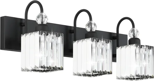 Miniatura 20 de Ralbay - Luces LED modernas de tocador para baño de 5 luces, luces de tocador de cristal sobre espejo, lámparas modernas de tocador para baño