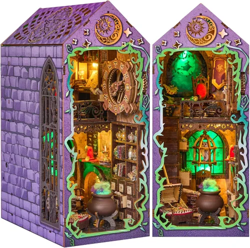 BenBen - Kit de rincón de libros - Kit de casa en miniatura DIY para adultos, adolescentes, casita de libros en miniatura, decoración de estantería