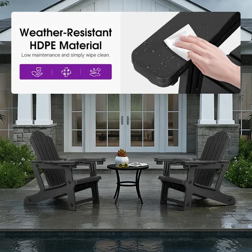 Miniatura 8 de PURPLE LEAF Adirondack Chair Set of 2 HDPE All-Weather Patio Adirondack Chair with 24.6" Oversized Seat Wood-Textured Outdoor Fire Pit Chair with