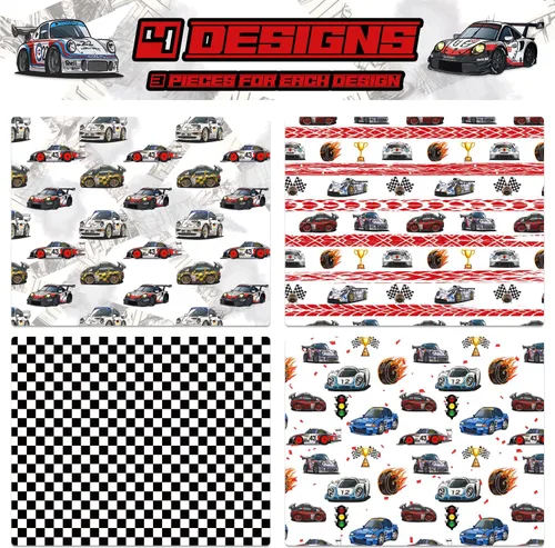 Miniatura 2 de Mpanwen Papel de regalo de auto de carreras para niños y niños, 12 hojas de papel de regalo de carreras para Navidad, cumpleaños, vacaciones, 20 x