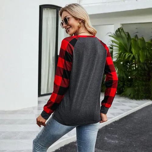 Miniatura 2 de AFKCBU Camiseta de manga larga con cuello redondo y estampado de otoño e invierno para mujer 2021
