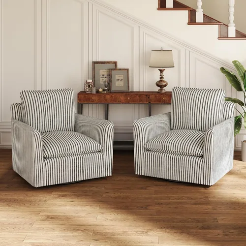 Miniatura 11 de INZOY Silla cuadrada giratoria con cojín de respaldo acolchado grueso, silla de lectura giratoria para sala de estar, dormitorio, espacios pequeños
