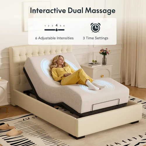 Miniatura 4 de FLEXISPOT Base de cama ajustable Twin XL–Gravedad cero y masaje relajante, posiciones de memoria, motor ultra silencioso, montaje rápido, patas