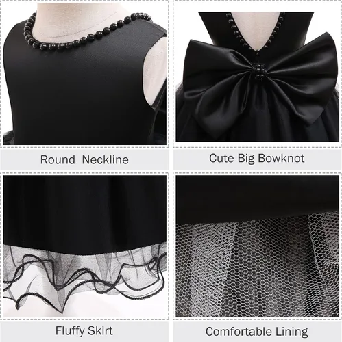 Miniatura 5 de LZH - Vestido de bebé para niñas con volante, encaje, espalda descubierta y lazo - Incluye accesorio para la cabeza - Vestido con flores