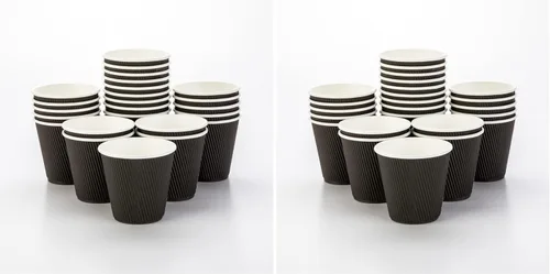 Miniatura 40 de Tazas para café de papel aislado, pared ondulada, kraft, 12 onzas - Caja de 25 unidades - tapas a juego: RWA0360B, RWA0360W, RWA0328LG, RWA0328GR