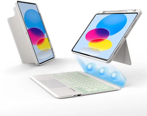 Miniatura 16 de EIP Funda con teclado Bluetooth para iPad de 10.2 pulgadas (7ª/8ª/9ª generación) y iPad Air de 10.5 pulgadas (3ª generación), funda magnética