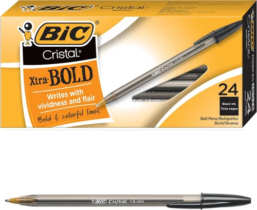 Miniatura 12 de BIC Cristal Xtra Bold Bolígrafos de punta extra gruesa (1.6mm), tinta azul, paquete de 24 unidades, bolígrafos perfectos para líneas vívidas y Azul