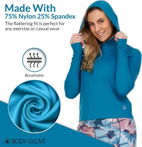 Miniatura 3 de Sudaderas con capucha activas para mujer, transpirable, ultra suave, mangas largas con agujeros para los pulgares, sudadera con capucha para correr