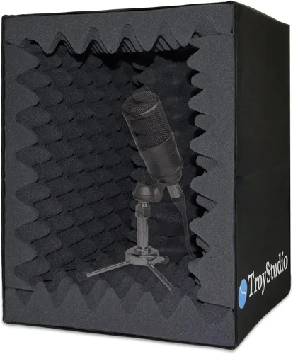 TroyStudio Cabina Vocal Portátil, Escudo de Aislamiento de Micrófono Plegable Grande, Caja de Absorción de Eco de Sonido para Estudio de Grabación