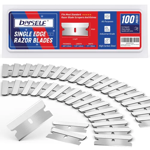 Miniatura 12 de DIYSELF Hojas de afeitar de un solo filo, 200 piezas - Hojas de afeitar de acero con alto contenido de carbono para quitar calcomanías, pegatinas