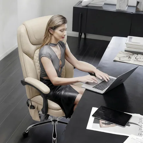 Miniatura 2 de MALOL Silla de oficina de masaje de 300 libras, silla de escritorio grande y alta con 3 niveles de calor y reposapiés, silla ejecutiva ergonómica