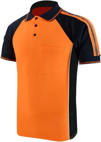 Camisa de seguridad de alta visibilidad, manga corta y larga, polo reflectante, camisetas de trabajo para hombres anaranjado-s