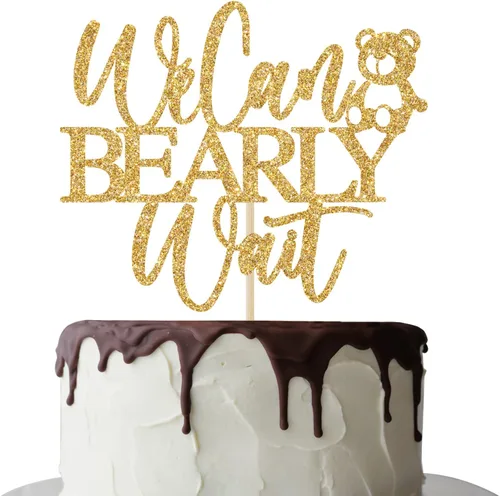 Miniatura 8 de We Can Bearly Wait - Decoración para pasteles, oso de peluche, decoración de baby shower para niños, tema de oso de bebé, baby shower, revelación