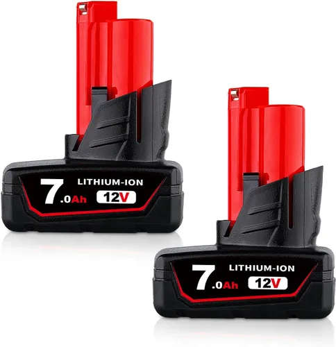 Paquete de 2 piezas de repuesto de iones de litio de 12 V 7.0 Ah 48-11-2460 para batería de 12 V Milwaukee 48-11-2410 48-11-2420 48-11-2411