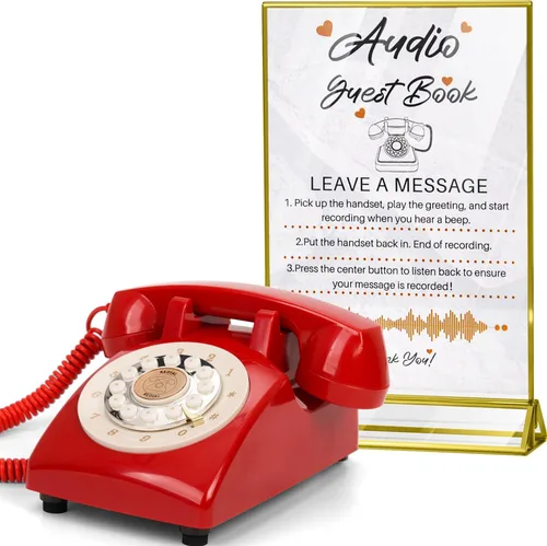 Miniatura 8 de Libro de invitados de audio, teléfono de boda, mensajes de audio personalizados de memoria de 32 GB, volumen ajustable, con función de repetición