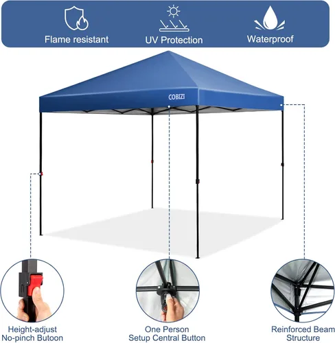 Miniatura 65 de COBIZI Tienda de campaña desplegable de 6.6 x 6.6 pies, toldo resistente, fácil de instalar, impermeable, para exteriores, fiestas, playa, jardín
