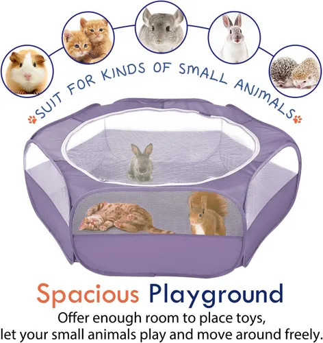 Miniatura 7 de Pawaboo Corralito para Animales Pequeños, Carpa de Jaula Impermeable para Mascotas Pequeñas con Cubierta con Cremallera, Cerca Portátil para Patio