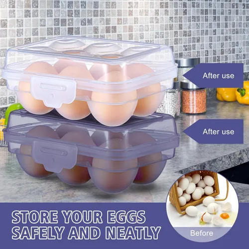 Miniatura 5 de 6 cajas de almacenamiento de huevos de 6 rejillas para refrigerador, soporte dispensador de huevos, caja de protección de huevos portátil