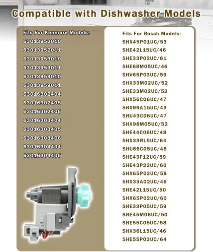 Miniatura 3 de Bomba de lavavajillas 00642239 642239 se adapta a lavavajillas Bosch Kenmore Thermador, sustituye a 00184178, 184178, 1387293, AH3479214, AP3996662