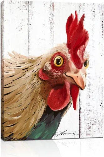 Miniatura 9 de Decoración de Cocina con Gallo - Pintura de Lienzo de Granja, Arte de Pared para Hogar y Cocina