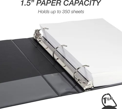 Miniatura 3 de Samsill Carpeta duradera de 1.5 pulgadas, fabricada en los Estados Unidos, carpeta de anillos en D, carpeta transparente personalizable, surtido