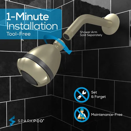 Miniatura 2 de SparkPod Cabezales de Ducha de Alta Presión Extrema de 3 Pulgadas - Aumentando la Presión con Modo de Lluvia, Masaje y Pulsación, Potente Cabezal
