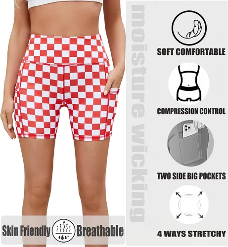 Miniatura 2 de AHLW Pantalones cortos de ciclismo suaves para mujer, con bolsillos, cintura alta, elásticos, cómodos, atléticos, para correr, yoga