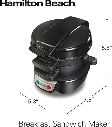 Miniatura 8 de Hamilton Beach Sandwichera de desayuno con anillo para cocinar huevos, ingredientes personalizados, perfecta para magdalenas inglesas, croissants