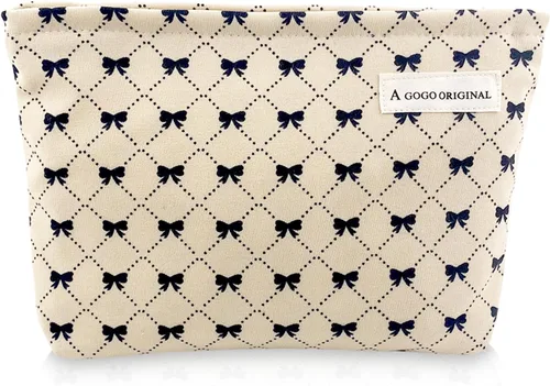 Bolsa de maquillaje estética grande, bolsas de cosméticos florales para mujeres y niñas, organizador de maquillaje de lona con cremallera, bolsa de